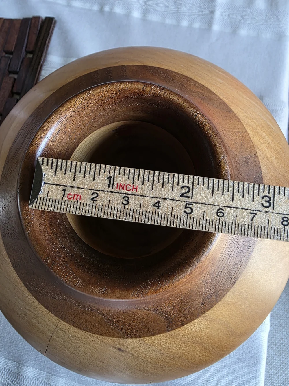 Vintage-Style Turned Wood Vase Two-Tone Boho Sculptural Vessel